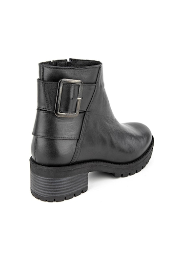 Muya Ostuni 6 Nokta Anatomik Taban Topuk Dikeni Hakiki Deri Kadın Bot Siyah