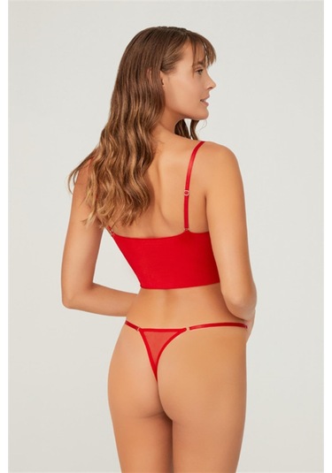 Önü Dantelli Tül Detaylı Kadın Tanga 6'lı Paket Külot Renkli-5 Çok Renkli