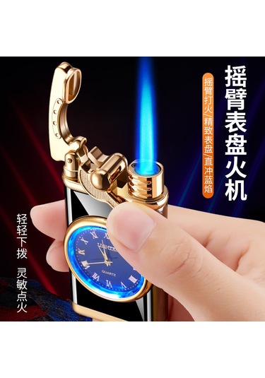 Yunboo Erkekler İçin Multifonksiyonel Elektronik Saat Ve Çakmak 2'li Set - Modern Tasarım Hediyelik Ürün Hf606 Siyah Kumu Temiz Cihaz, Taş Ve Gaz Yok Altın