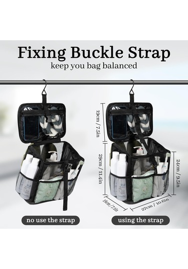 Shineyee Siyah Pvc Ağı + Oxford Kumaş Banyo Organizer Çanta, 48x27x18cm, Hızlı Kuruyan, Taşınabilir, Banyo/spor Salonu/seyahat İçin, 375g, 2501 Modeli Siyah