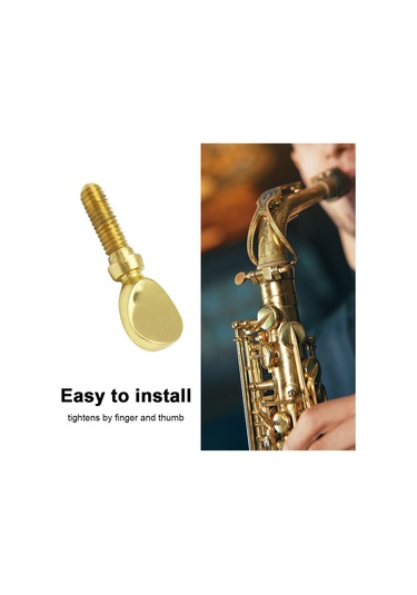 Hfambition Altın Renkli Saksafon Boyun Vidalı, Bakır Malzeme, Dayanıklı, Kolay Kurulum, El İle Sıkabilir, Standart Saksafonlar İçin Uygun