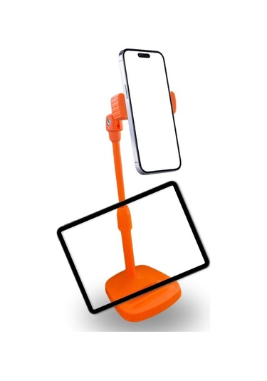 Zmc Bilişim Masa Üstü Tablet Ve Telefon Tutucu Plastik Aparat Turuncu Telefon Standı
