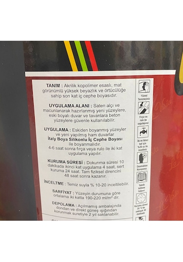 Silikonlu İç Cephe Boyası İtaly Boya 20 Kg 20 L