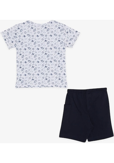 Breeze Girls & Boys Erkek Çocuk Şortlu Takım Uzay Temalı 1.5-5 Yaş, Ekru-ekru Ekru