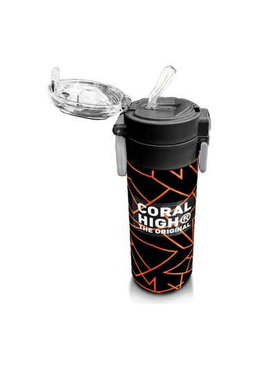 Coral High Kids Siyah Basketbol Desenli Pipetli Ve Direkt İçim Çelik Termos 500 Ml 31852 Siyah - Şeffaf