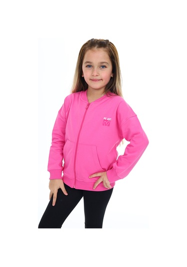 Toontoy Kız Çocuk Baskılı Hırka Fuşya