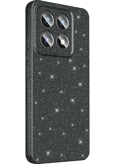 Ardemix 14t Pro Kılıf Kamera Korumalı Simli Lüks Koton Kapak - Siyah Siyah