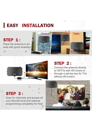 Kebidumei Hd 8k 4k 1080p Kapalı Dijital Tv Anteni 25db Hdtv Anten Dvb-t Dvb-t2 Amplifier