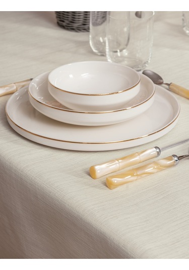 Cotton Box Plain Masa Örtüsü Krem 155x220