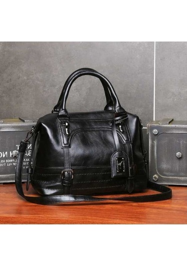 Wondernest Bayanlar Gündelik Çanta Yumuşak Yüzlü Düz Renk Tek Omuz Çapraz Büyük Çanta Siyah, Küçük Detaylı Tasarım Siyah