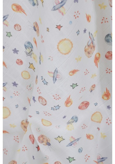 Uzay Müslin Örtü 120X120 Cm- Turuncu-Beyaz Turuncu - Beyaz