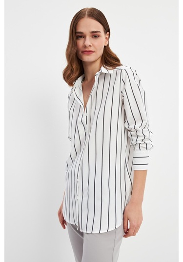 Stella Pulvis Siyah Çizgili Basic Gömlek Siyah