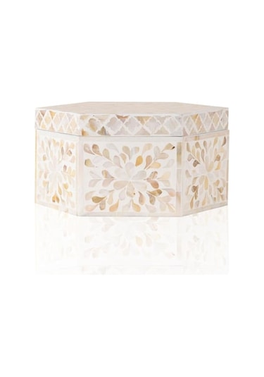 The Mia Altıgen Kutu Sedef 24x21x12 Cm Tlc0076