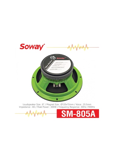 Soway Sm-805a 20cm Midrange Kurşun Göbek 300w 60rms Hoparlör 2adt