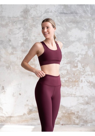 Toparlayıcı Spor Kapri Tayt Mürdüm