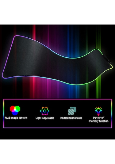 Ruicoo Rgb Aydınlatmalı Büyük Boy Oyun Mouse Pad - Usb Bağlantılı, 8 Işık Efekti, Kaymaz Taban