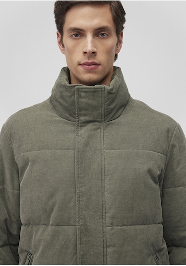 Mavi - Dik Yaka Yeşil Kadife Ceket 0110476-85485 Yeşil