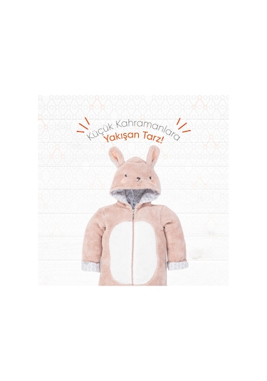 Gezenbebe Hero Kahraman Kapüşonlu Welsoft Bebek Tulum Kırmızı
