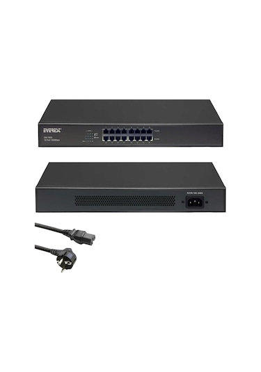 Switch Hub 16 Port Gigabit 10/100/1000 Mbps Rock Uyumlu Everest G