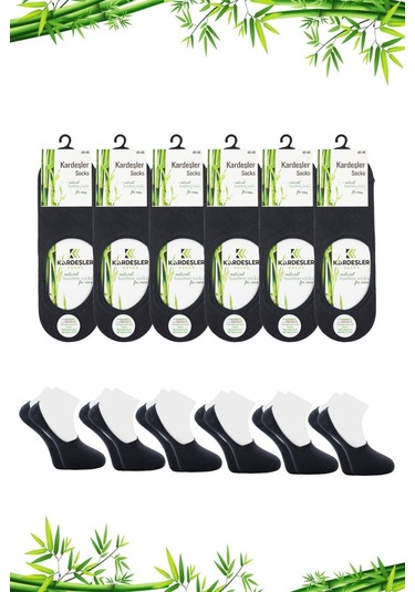 Bambu Erkek Babet Füme Çorap Dikişsiz Görünmez Kaydırmaz Topuk Silikonlu 6'lı Paket Füme