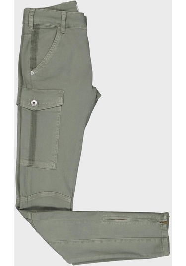 Hazel Haki Normal Bel Kargo Cepli Paçası Fermuarlı Skinny Fit Jean Pantolon C 4527-013 Haki