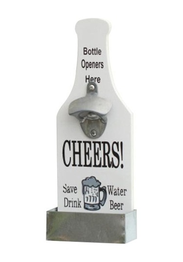 Beyaz Talos Ahşap Asılı Şişe Açacağı Vintage Sökücü Restoran Duvar Plaket Dekor Beyaz