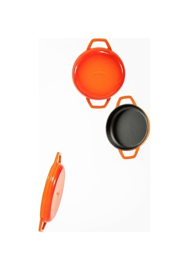 Hosse 22 Cm Döküm Çift Kulplu Sahan Turuncu