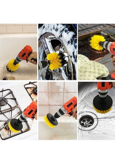 Matkap Ucuna Takılan 3 Lü Temizlik Fırça Seti Zorlu Kir Temizleme