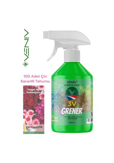 3v Grener 500 Ml Bitki Besini + 100 Adet Çin Karanfili Tohumu Renkli, Zarif Ve Dayanıklı Çiçekler 2