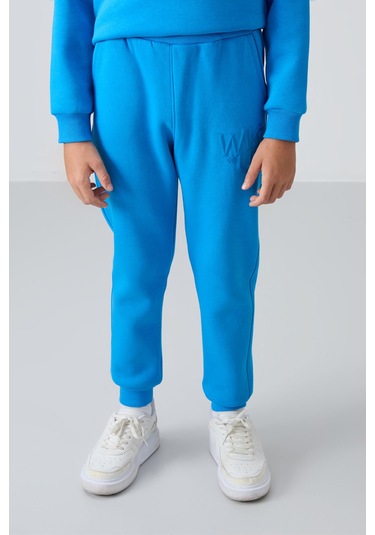 Tommy Life Saks Pamuklu Kalın İçi Tüylü Yumuşak Dokulu Standart Fit Baskılı Erkek Çocuk Eşofman Takım - 11253 Saks Mavisi