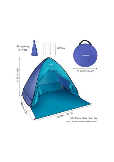 Tomshoo-plaj Çadırı Anında Açılır Plaj Gölgesi Güneş Y18574 Mavi