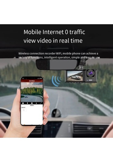 Zilinn 3 Lensli Sürüş Kaydedici, Arabanın Önünde, Arkasında, Arabanın İçinde, Geniş Açılı Kamera, Yüksek Çözünürlüklü 1080p Çekim Yapabilir