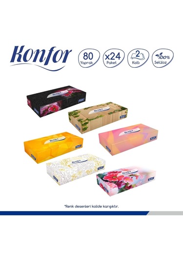 Konfor Kutu Mendil 80 Yaprak 24'lü Koli