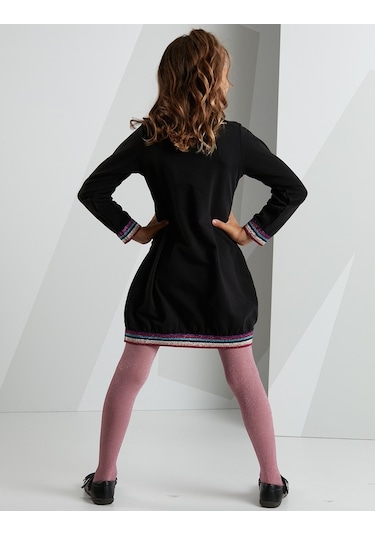 Denokids Mushi Popcorn Siyah Kız Elbise Çok Renkli