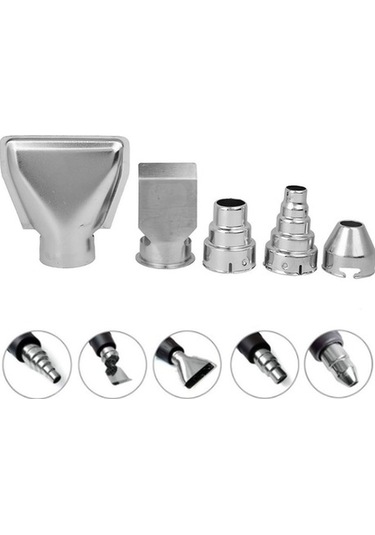 Createtech 5 Adet Paslanmaz Çelik Sıcak Hava Tabancası Aksesuarı Mandalı Kaynak Nozulları Hızlı Isıtıcı Üfleyici Ekipman