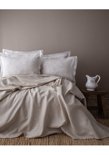 Tek Kişilik Tanya Bej Nevresimli Bambu Pike Takımı Bej