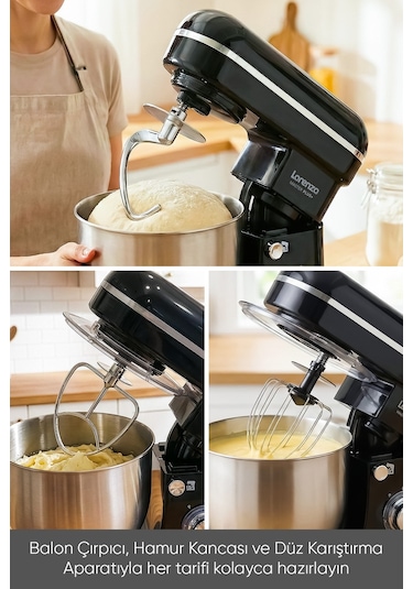 Lorenzo Masterplus  6 L 1500 W Hamur Yoğurma Mutfak Şefi Stand Mixer