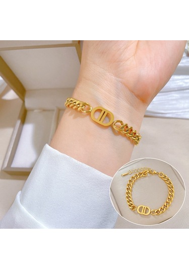 Jzcat Titanyum Çelik Hip Hop Bilezik Altın Moda Temperament Basit Bilezik-gsl36 Altın