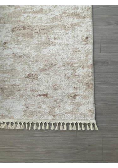 Saraz Halı Puffy Kabartma Desenli Yıkanabilir Kaymaz Taban Salon Halısı Mutfak Koridor Halısı S53