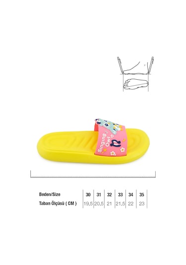Gezer Yazlık  Eva Islak Zemine Uygun Banyo Havuz Kız Çocuk Plaj Terlik Sarı