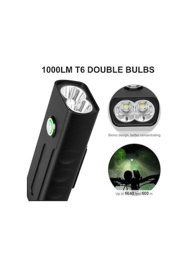 Havana 1000 Lümen Usb Şarjlı Bisiklet Ön Far Işık Fener Siyah