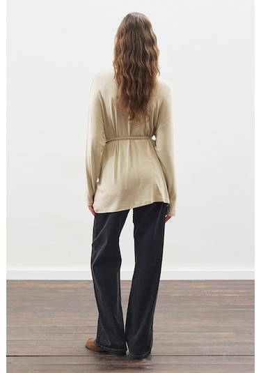 Beli Bağlama Tasarımlı Bluz Taş Taş