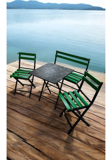 Modern Balkon Bahçe Mutfak Bistro Set Katlanır Masa-sandalye Yeşil