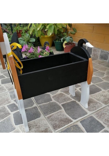 Neevoyu Ahşap Köpek Figürlü Saksı, Ev Bahçe Dekorasyonu, İç Ve Dış Mekan Kullanıma Uygun, El Yapımı, Dayanıklı, Mignon Beagle Desenli S Boyutu