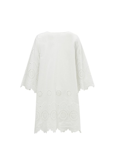 Peraluna Hiromi Dress %100 Pamuk 3/4 Kol Diz Hizası Yazlık Kadın Beyaz