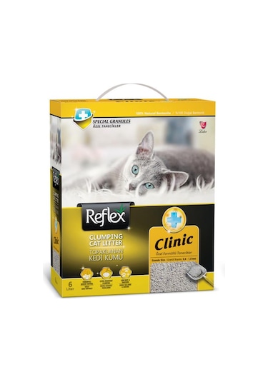 Reflex Clinic Özel Formüllü Tanecikler Topaklaşan Bentonit Kedi Kumu 4 x 6 L