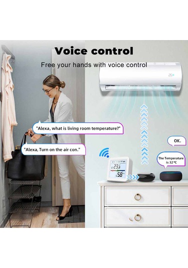Ruicoo Akıllı Wifi Termometre Higrometre - Gerçek Zamanlı Sıcaklık Ve Nem Ölçer, Lcd Ekranlı, Kablosuz İzleme, Ev Ve Sera Kullanımı İçin