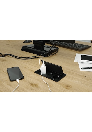 Metalline® Klip-line Bas-Aç Priz Sistemi Usb - Siyah