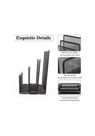 Ganzhoushop Masa Düzenleyici, File Ofis Malzemeleri Düzenleyici, 3 Bölmeli Metal File Masa Düzenleyiciler