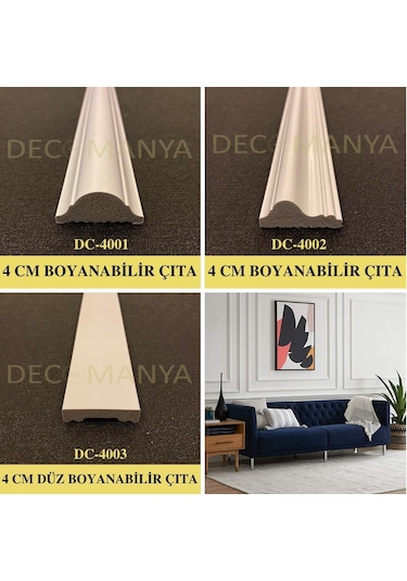 Decomanya Boyanabilir Duvar Çıtası 4 Cm Poliüretan Duvar Çıtası (489468190)